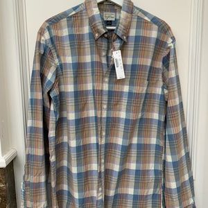 Jcrew Men’s shirt, plaid secret wash, size large slim, new with tags